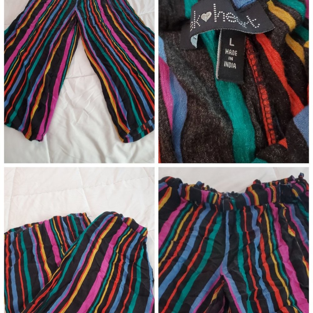 Wide legged, cropped colorful pants!